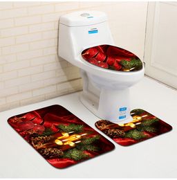 12004 Christmas Decorations Delivers Santa Toilet Seat Cover Paper Towel Set Rug Bathroom For Home