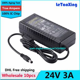 ac dc power supply 24v NZ - 10pcs With IC Chip AC DC Power Supply 24V 3A 72W Adapter Charger Transformer For LED Strip Light CCTV Camera Free shipping