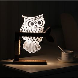 Honey Fox Owl Led 3d Nightlight Creative Visual Touch Charging 3d Lamp Childrens Room Decoration 3d Night Light Novelty Lighting