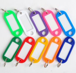 60Pcs Plastic Key Ring Luggage ID Tag Label Suitcase Bag Keychain Fobs Name Card
