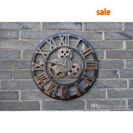 Rustic Wooden Wall Clocks Ping Whole Handmade Oversized 3d Retro Rustic Decorative Luxury Art Big Gear Wooden Vintage Large Wall Clock