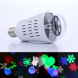2016 hot christmas halloween decoration light bulb e27 rgb magic rotating ball snow flake flowers candy ghost patterns wholesale halloween decorations uk on