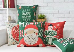 Free Shipping Christmas Gift Santa Claus Snowflakes Happy Holidays Words Pattern Cushion Cover Home Car Bar Decorative Throw Pillow Case