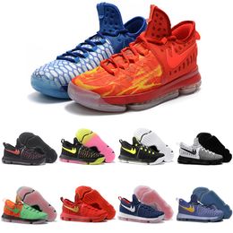 With Box KD 9 Men White Basketball Shoes Homme Red Tennis BHM Kevin Durant Kds Elite Floral Aunt Pearls Easter Men Sneaker cheap kd shoes black pink floral