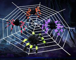 soft plush fluffy imitate spider funny tricky brains toy araneid scary red eyes for halloween decoration party stage props 30 125cm