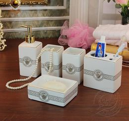 white color ceramic bathroom accessories elegant 5 pieces bathroom sets 1 soap bottle1 soap dish 1toothbrush holder2 cups lh29 - Bathroom Accessories Elegant white color ceramic bathroom accessories elegant 5 pieces bathroom sets 1 soap bottle1 soap dish 1toothbrush holder2 cups lh29 - Bathroom Accessories Elegant
