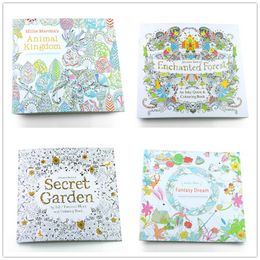 Adult Coloring Books 4 Designs Secret Garden Animal Kingdom Fantasy Dream And Enchanted Forest 24 Pages Kids Painting Colouring