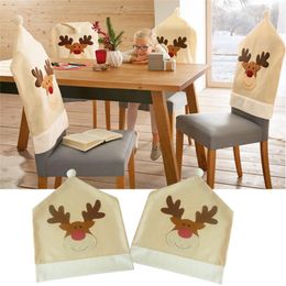 4pcs Lot Christmas Elk Chair Covers Cute Deer Cover For Dinner Decor Home Decorations Ornaments Supplies Wholesale