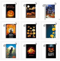 halloween garden flags pumpkin ghost owl bat party home decor outdoor hanging polyester garden flags halloween decorations 3045cm 50 colors