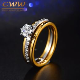 cwwzircons brand two tones color gorgeous cubic zirconia engagement jewelry wedding band ring set for women r088 - Gorgeous Wedding Rings cwwzircons brand two tones color gorgeous cubic zirconia engagement jewelry wedding band ring set for women r088 - Gorgeous Wedding Rings