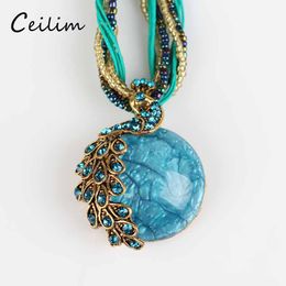 new bohemian colorful peacock decoration handmade multilayer chain necklace short clavicle female chain stone pendant necklace for women - Peacock Christmas Decorations new bohemian colorful peacock decoration handmade multilayer chain necklace short clavicle female chain stone pendant necklace for women - Peacock Christmas Decorations