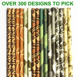 Wholesale Free DHL Shipping 2000 Pcs Pick Colors Paper Straws Colored Animal Print Camo Patterned Party Drinking Birthday