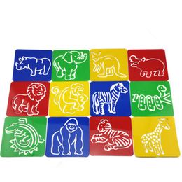 wholesale 12designs set stencils for painting zoo animal kids drawing templates plastic boards baby hot toys for children 128x128x06mm - Kids Drawing Stencils wholesale 12designs set stencils for painting zoo animal kids drawing templates plastic boards baby hot toys for children 128x128x06mm - Kids Drawing Stencils