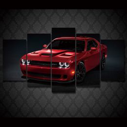 3 photos free car posters canada 5 pcs set framed hd printed challenger srt car painting on