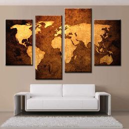 framed world map 4 panels pure handpainted huge modern fashion home wall deco art oil painting on canvas mulit size available free shipping