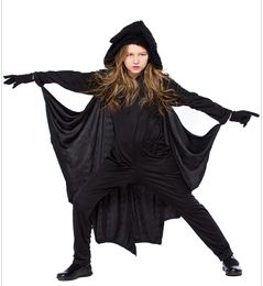 child animal cosplay cute bat costume kids halloween costumes for girls and boys black jumpsuit connect wings cosplay batman