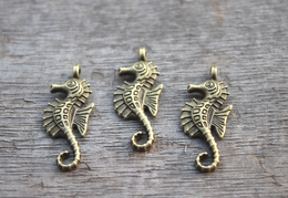 Beadwork pendant 19x11X9mm 8pcs Sea horse Beads silver tone Hippocampus bead