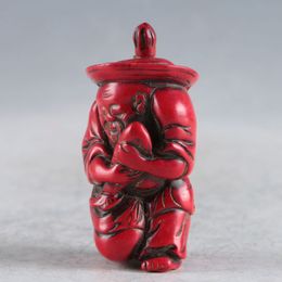 FINE CHINESE OLD RED CORAL RESIN HAND-CARVED DRAGON PHOENIX SNUFF BOTTLE