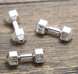 20Pcs Antique Silver Alloy Dumbbell 21*6mm Beads Charms Jewelry Making Findings