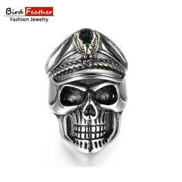 2018 skull wedding rings for women bird feather stainless steel men rings officer skull titanium rings - Skull Wedding Rings For Men 2018 skull wedding rings for women bird feather stainless steel men rings officer skull titanium rings - Skull Wedding Rings For Men