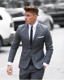 cheap tuxedos for weddings Canada - 2018 Cheap Gray Mens Suit Two Pieces Wedding Tuxedos Custom Made Slim Fit Men Business Suits(Jacket+Pants)