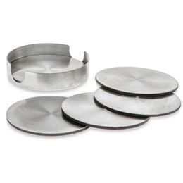 RoundSquare Blank 6-Pc Stainless Steel Coaster Set