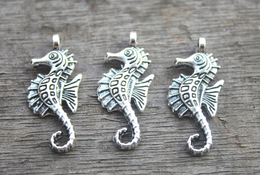 Beadwork pendant 19x11X9mm 8pcs Sea horse Beads silver tone Hippocampus bead