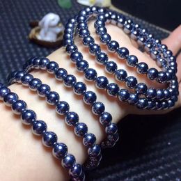 Natural Blue Tiger/'s Eye Gemstone Round 3 Laps Beads Bracelet 6mm