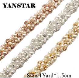 *SALE* Gold Pearl Crystal Applique Jewel Diamante Rhinestone Wedding Cake Sash