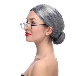 DELUXE BLUE RINSE GRANNY OLD LADY SHORT CURLY GRANDMA COSTUME WIG