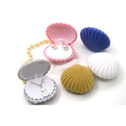 Shell Shape Velvet Display Jewelry Gift Box Case For Earrings Necklace Rings Box