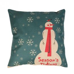 Hot Sale Linen Christmas Pillow Case Snowman Snowflake Cover Cushion Festivals Decoration