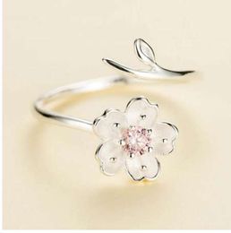 Nuevo Anillo De Flor De Cerezo De Circonio Rosa Elegante S Nuevo Anillo De Flor De Cerezo De Circonio Rosa Elegante S