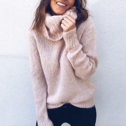 Suéter Cuello Alto Mangas Largas Cómodo Para Mujer Suéter Cuello Alto Mangas Largas Cómodo Para Mujer