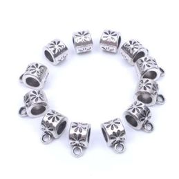 Free 100Pcs Tibetan Silver Spacer Bail Beads Pendant Jewelry Making 9x6mm
