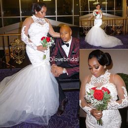high neck fishtail wedding dress