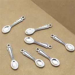 15pcs spoon Charms Antiqued Silver Tone 2 sided spoon charm pendants 54x13mm