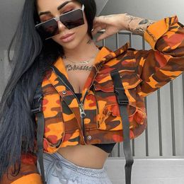 orange cropped jean jacket