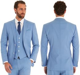 Bleu Ciel Huaheng 2 Pièces Hommes Slim Fit Habillé Affaires Smokings Costume Manteau Pantalon Fête Mariage Bal L
