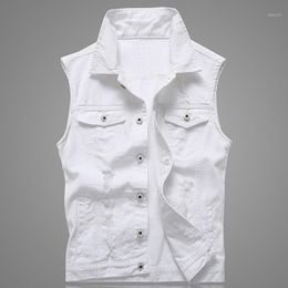 white denim vest