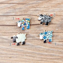 10Pcs/Set Enamel Alloy Alpaca Sheep Charms Pendant Jewelry DIY Making Craft G ZC 
