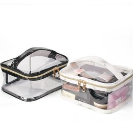 Favorable Large Clear Zipper Cosmetic Plastic Make Up Bag Storage