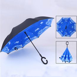 Resistente al viento Anti UV paraguas Portátil Asa Plegable Paraguas Lluvia Sol inversa
