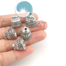 Pack of 10 Spiral Cone Bead Caps in Antique Silver cord ends
