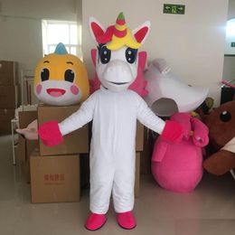Unicorn White Pony Horse Adult Mascot Costume Halloween Birthday Party Girls NEW
