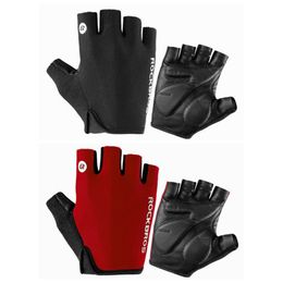ROCKBROS Half Finger Gloves Short Finger Cycling Sporting Gloves Red