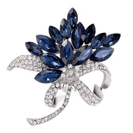 Élégant Femme Strass Cristal Fleur Plaqué or Chapeau Broche Pin Bijoux