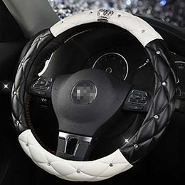 Semoic 38cm Car Steering Wheel Cover Fit for All 99/% Car Models Accessories Beige Universal Leather Steering Wheel Cover