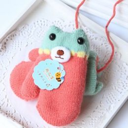 Kinder Baby Winter warme dicke Fell Handschuhe Hals Kleinkind String Fäustlinge