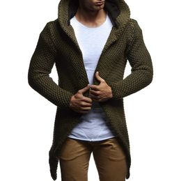 long hooded cardigan men